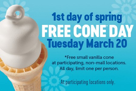 Free Cone Day At Dairy Queen March 20 2018 Boredommd Com