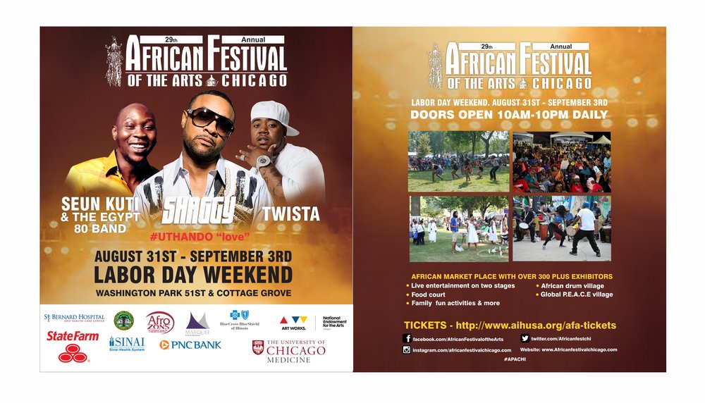 African Festival of the Arts August 31 to September 3, 2018 Chicago
