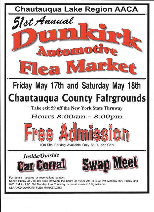 Dunkirk Auto Flea Market and Swap Meet May 18, 2019 Dunkirk, NY