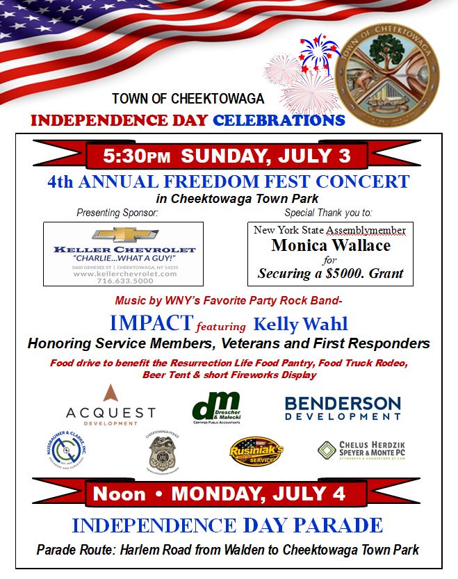 2022 Cheektowaga 4th of July Freedom Fest on July 3 at Town Park