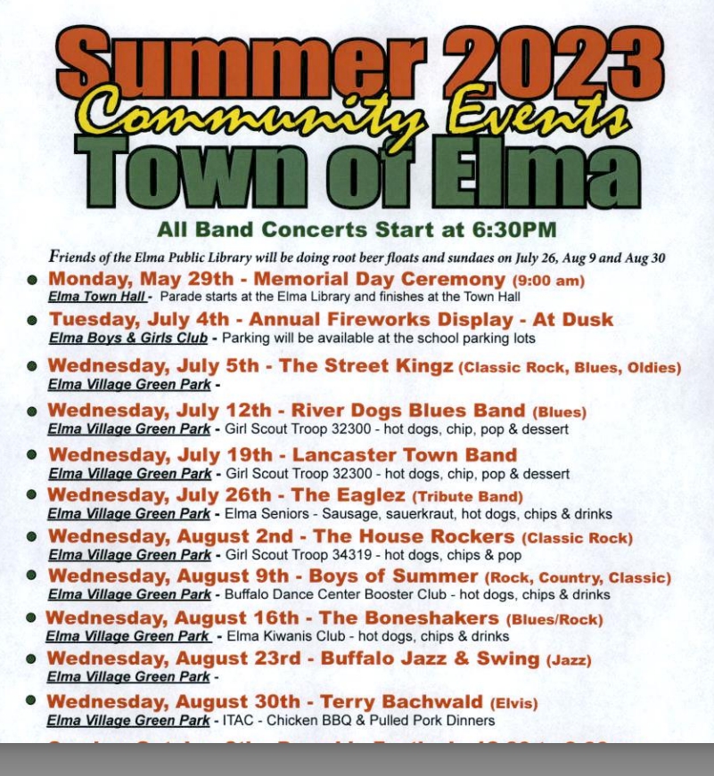 Elma Music Concerts at the Village Green ParkTerry Buchwald August 30