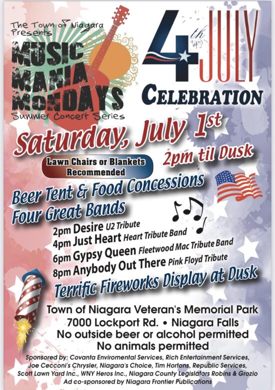 Veteran's Park 4th of July Celebration Music and Fireworks on July 1