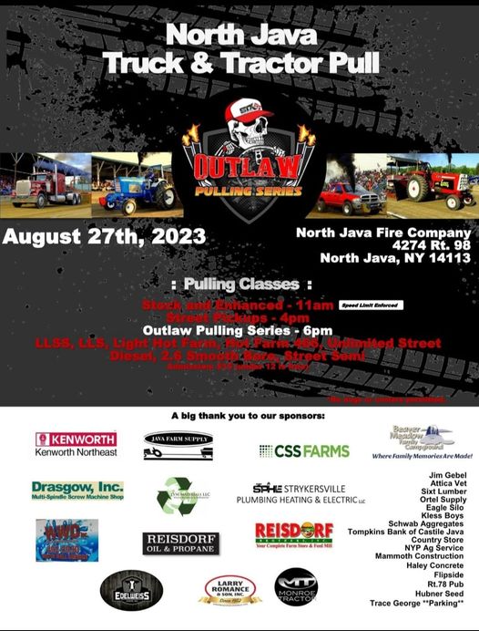 2023 Truck and Tractor Pull August 27, 2023 North Java, NY