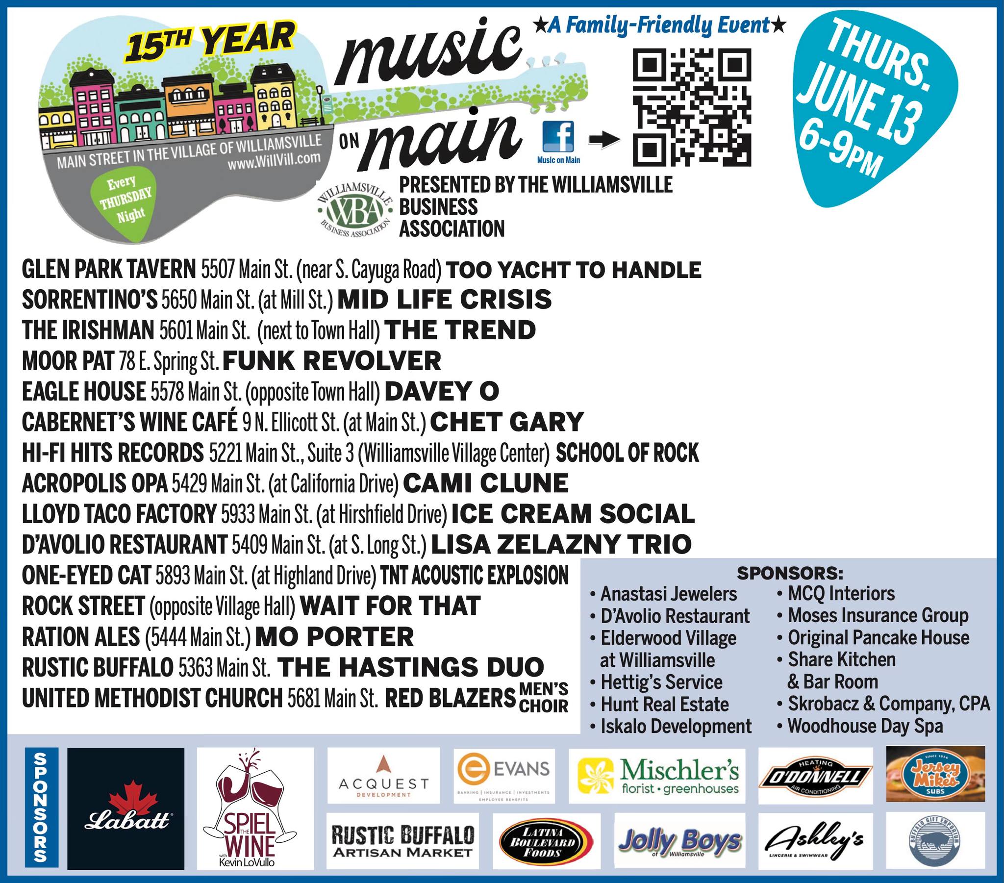 Music on Main June 13, 2024 Williamsville, NY