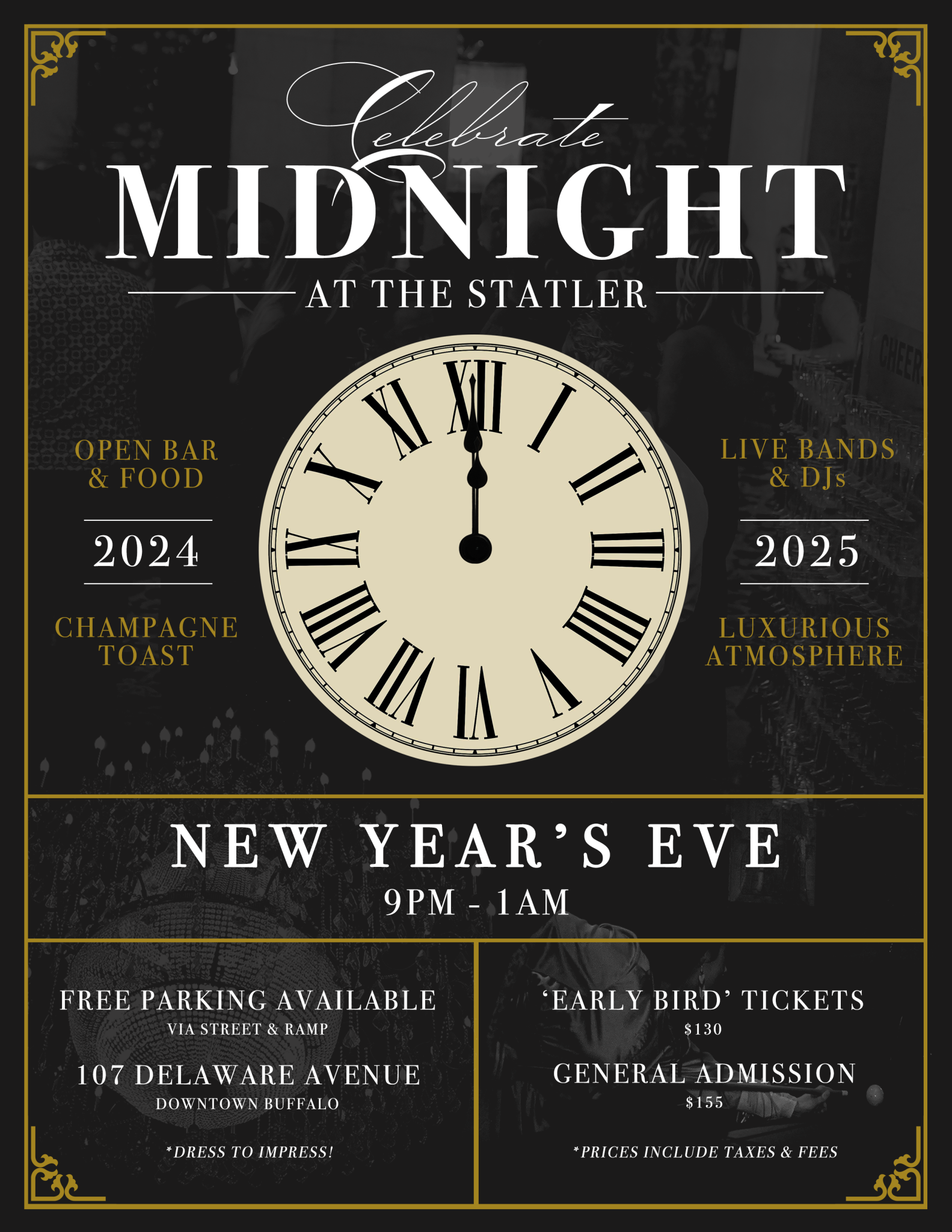 2024New Year's Eve at the Statler Midnight at the Statler December