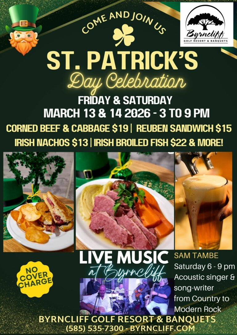 byrncliff resort st patrick’s celebration- march 13 and 14, 2026- varysburg, NY